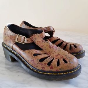 Dr. Martens Jocelyn T-bar Brown Floral Sandals